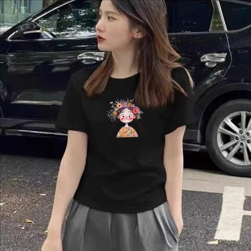 纯棉白色短款t恤女2025夏季新款正肩上衣显瘦洋气短袖体恤打底ins
