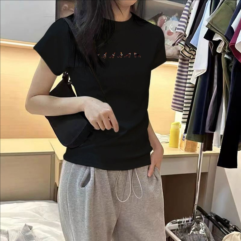 纯棉小个子短袖t恤女夏季2025新款爆款白色小狗半袖ins风休闲上衣