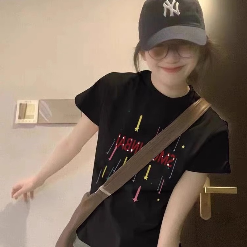 纯棉美式复古oversize大码正肩白灰色短袖t恤女200斤胖mm遮肚上衣
