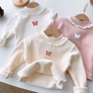 女童洋气一体绒打底衫 宝宝百搭加绒上衣儿童保暖内搭T恤潮 秋冬装
