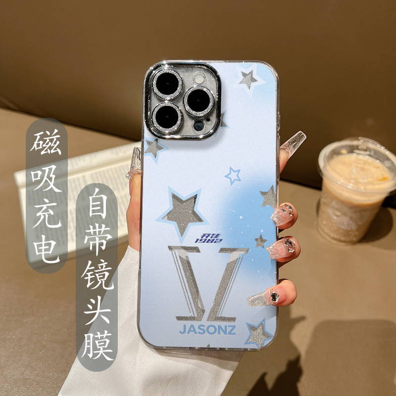 张杰开往1982蓝色星星手机壳适用苹果16promax磁吸iphone15透明14plus新款13自带镜头膜12周边11演唱会16应援