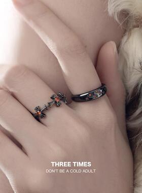 ins气质情侣对戒星月十字架个性