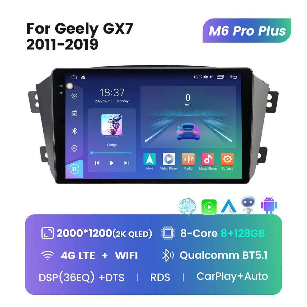 适用于吉利GX7 11-19款改装安卓大屏中控车机导航M6Pro 8+256G