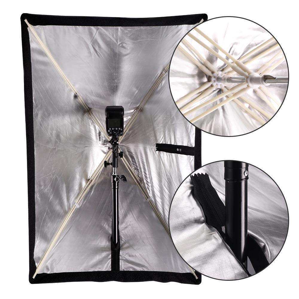 便携伞式矩形90*90cm闪光灯影室灯柔光箱栅柔光罩摄影灯箱摄影棚