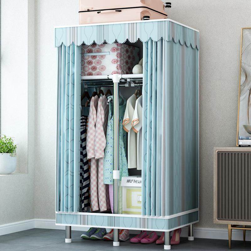 拉链全封闭简易布衣柜钢管加粗加固全钢架加厚牛津布密封家用布柜