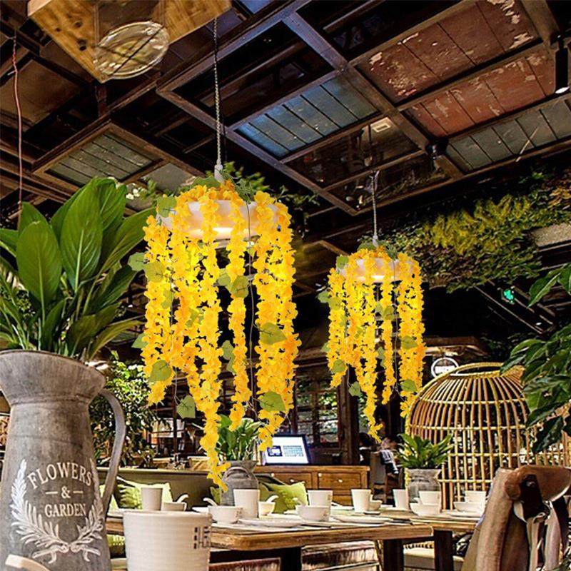 胡桃里主题音乐酒馆花草植物吊灯餐厅吧台饭厅田园LED花朵吊灯具