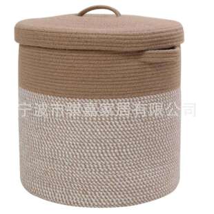 带盖子棉绳收纳筐 大容量放玩具杂物等脏衣服框 家用桶装脏衣篓