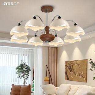 奶油中古风蛋壳客厅吊灯美式复古高级感2025新款法式主卧室灯具