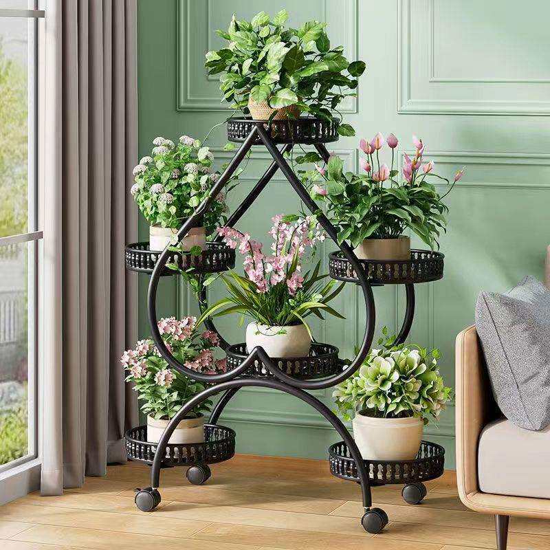 花架子客厅落地式阳台装饰桃心花架室内铁艺多层置物架摆放绿植架