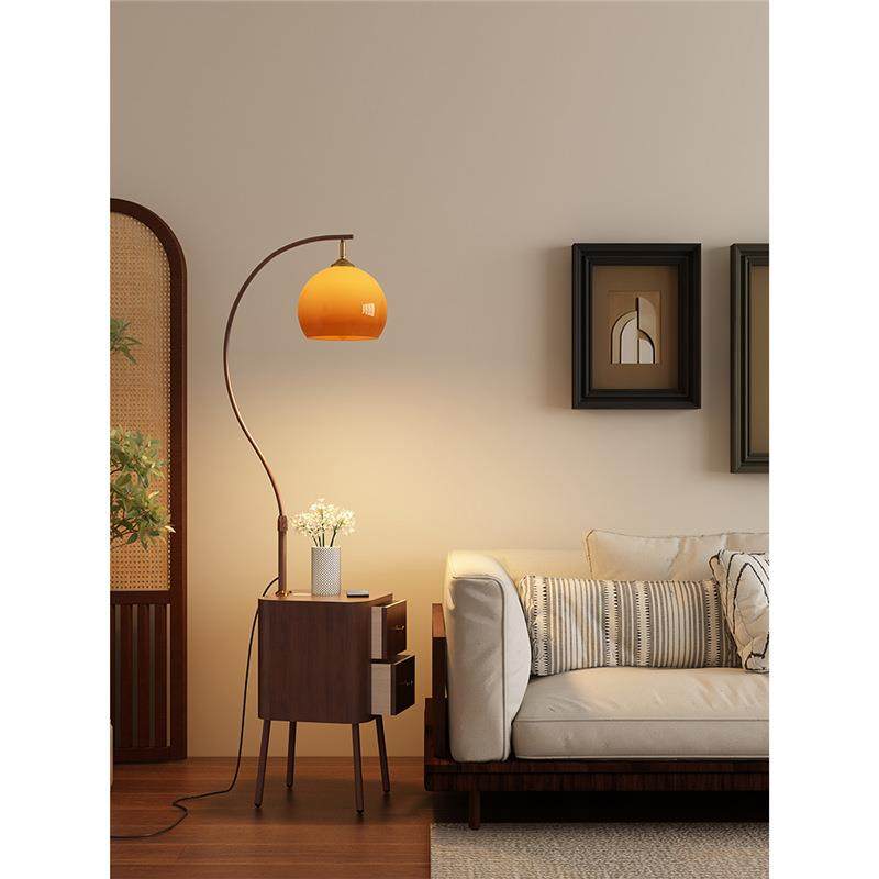 法式中古风落地灯客厅卧室轻奢高级沙发旁边几床头柜复古台灯一体