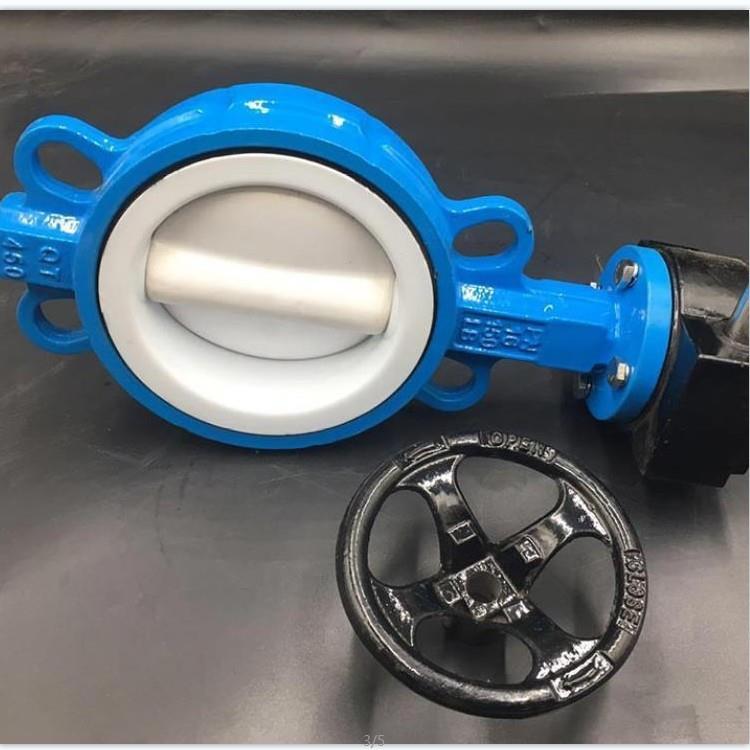 D671F46-16C 气动全衬氟蝶阀 对夹式铸钢衬四氟PTFE耐腐蚀气动阀