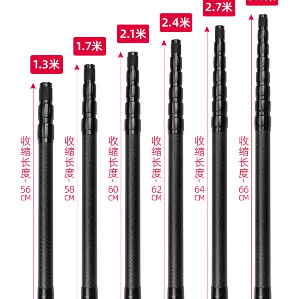 定位短大物线纯黑色自由天幕紧杆节支撑架碳素锁杆任意幕布抄网杆