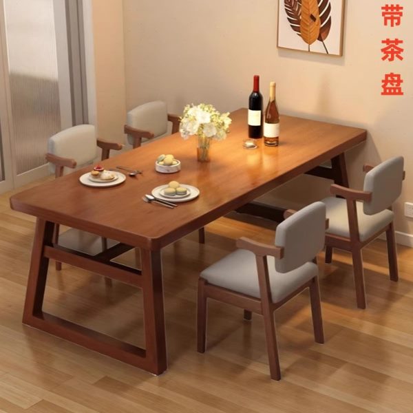 馆饭店餐桌小吃商用商用加厚家用原木烧烤店店小户型餐桌面桌子风