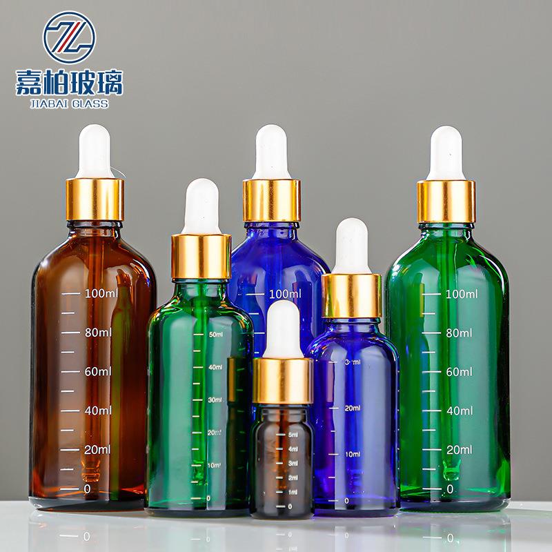 5-100ml茶色带刻度精油瓶原液瓶滴管瓶避光化妆品玻璃分装瓶