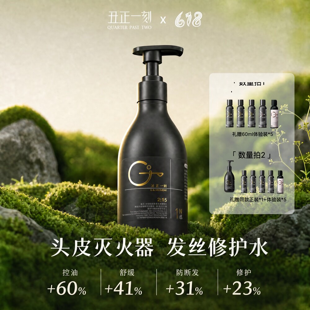 丑正一刻防断发洗发水修护无硅油头皮护理控油柔顺人参当归b5温和
