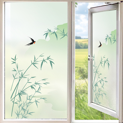 中式磨砂玻璃防窥贴纸浴室