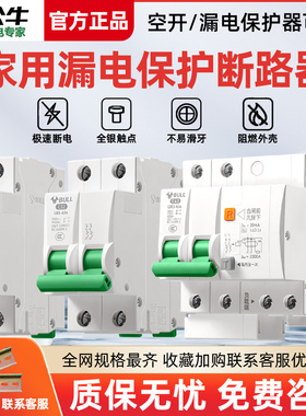 公牛漏电保护器2P空气开关漏电保护断路器总开家用63A单级1PN漏保