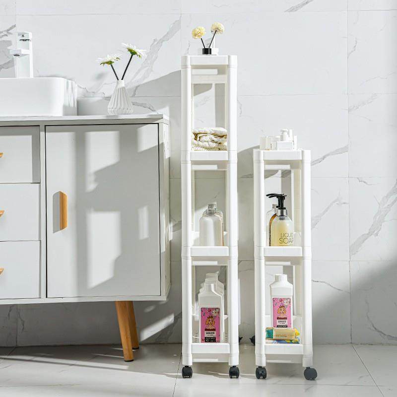 多功能夹缝滑轮置物架落地多层可移动小推车卫生间浴室收纳储物架