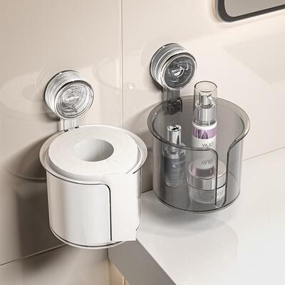 吸盘纸巾盒卫生间厕纸盒壁挂式免打孔浴室卷纸架厕所抽纸放置盒