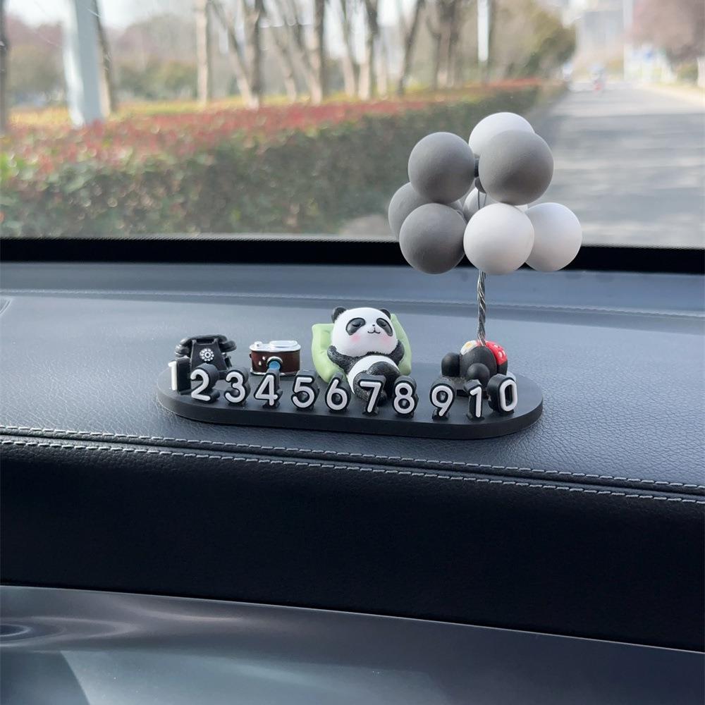 车载临时停车新款挪电话号码牌汽车可爱卡通熊猫创意移内停靠摆件
