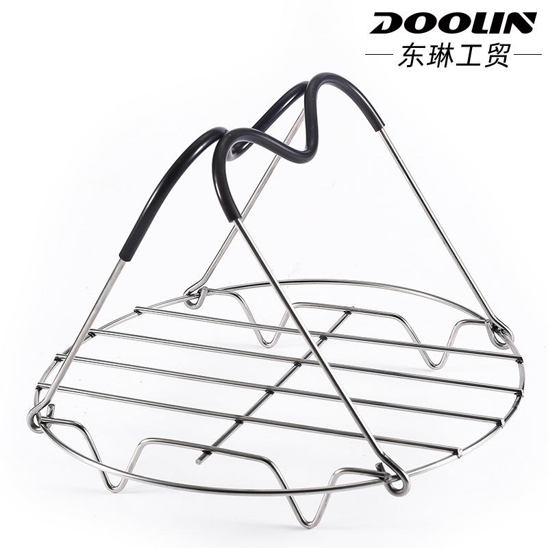 不锈钢折叠蒸笼架带硅胶防烫提手家用隔水蒸菜架子蒸馒头架