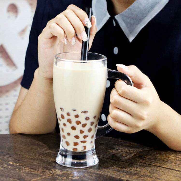 啤酒杯扎啤杯玻璃杯子家用无盖超大创意带把500ml菠萝杯6只