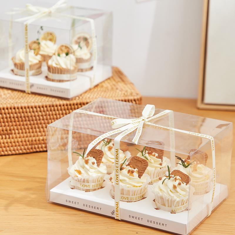 纸杯蛋糕包装盒铃兰马芬杯透明塑料烘焙甜品打包盒2粒4粒6粒12粒