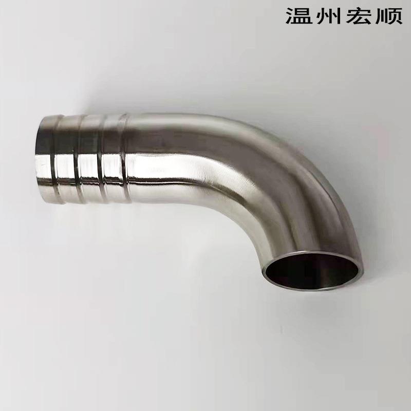 304不锈钢卫生级单头皮管接头弯头90度 防滑宝塔头焊接格林水嘴