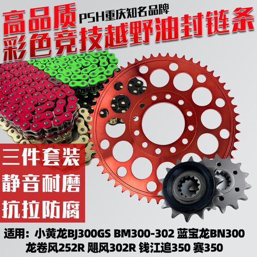 适用黄龙BJ300GS BM300-302蓝宝龙BN300追300牙盘彩色油封链条