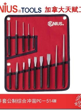 Genius天赋进口工具14件套公制综合冲凿组冲子凿子组PC-514M