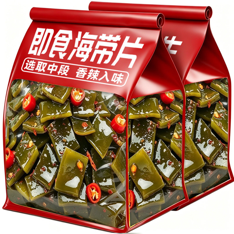香辣海带片结开袋即食海味小零食解馋宿舍风味小吃海带下饭下酒菜
