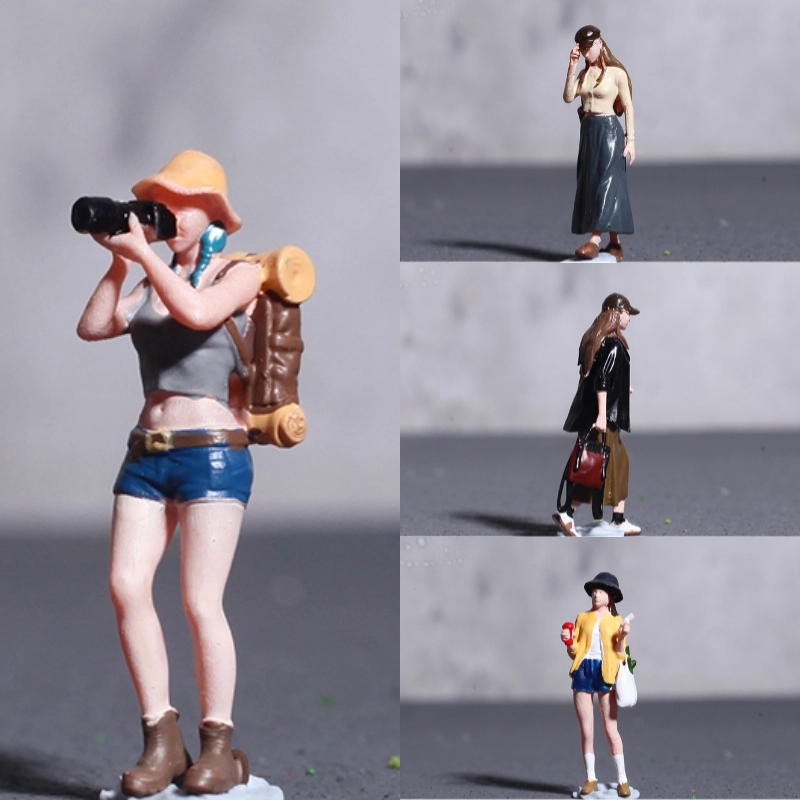 1:64女性人偶模型合集微缩场景百搭小人沙盘微景观摆拍小比例道具