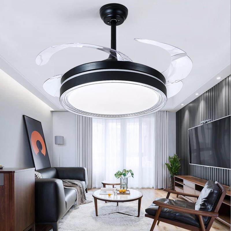 新款客厅隐形北欧吊扇灯餐厅卧室家用简约现代led电风扇灯吊扇灯