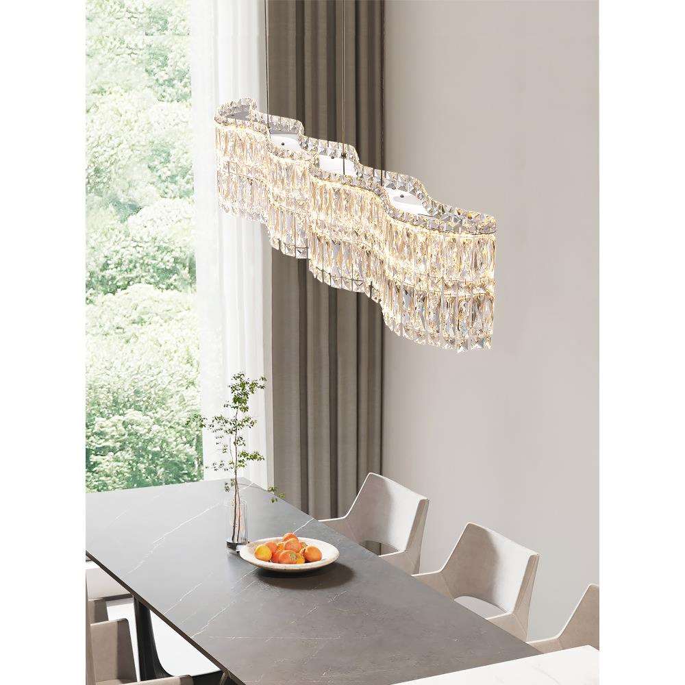 餐厅灯吊灯轻奢灯具现代简约饭厅餐桌吧台长形创意设计感水晶灯