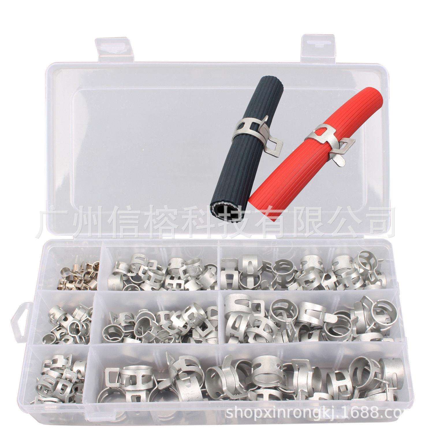 跨境 160PCS盒装 弹性卡箍套装 弹性箍圈抱箍组合 厂家直销