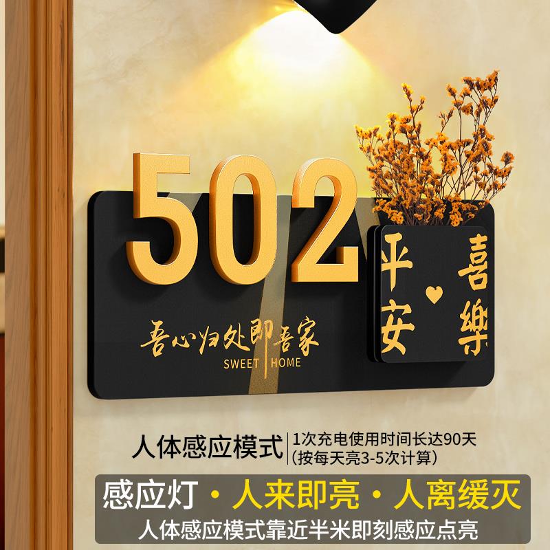 门牌号感轻奢创意入户门口门牌号码牌家用2025年新款定 制别墅住
