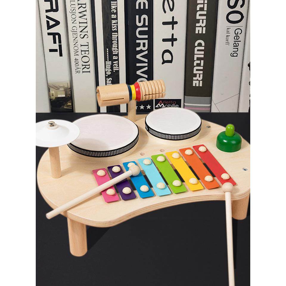 木质架子鼓玩具儿童多功能音乐启蒙早教敲琴打击乐器男女孩3到6岁