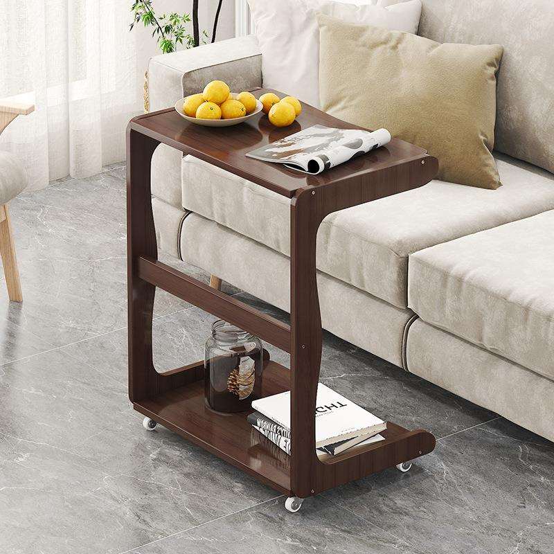 沙发边几可移动带轮小桌子迷你小型茶几客厅日式实木边桌置物架