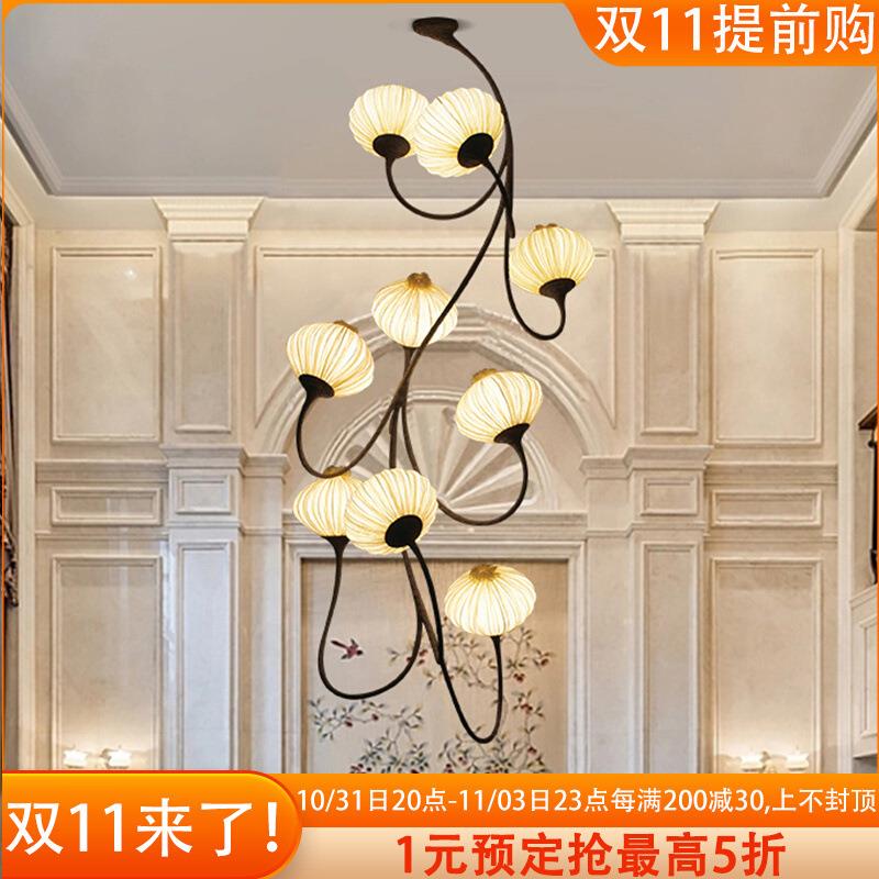 设计师法式北欧中古LOFT复式楼梯吊灯日式客厅个性创意民宿工程灯