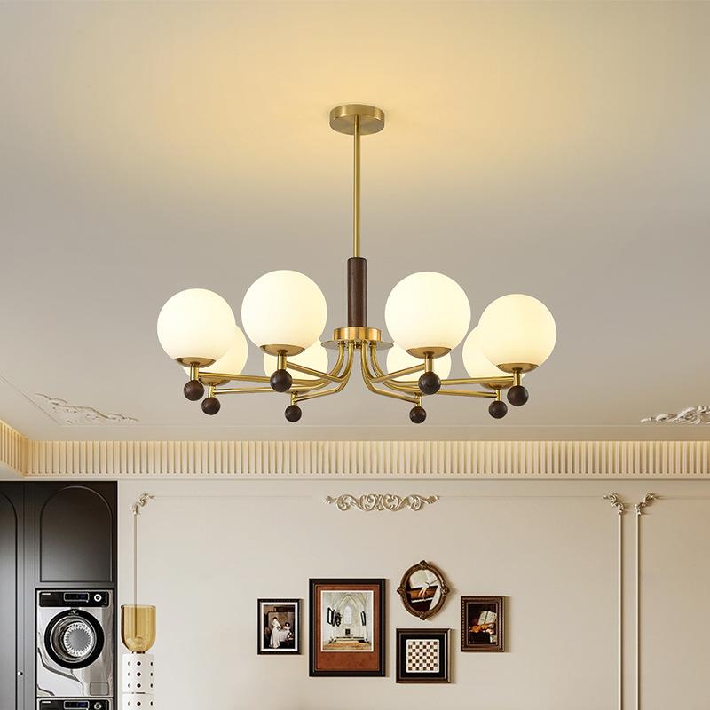 客厅灯中古风2024新款实木餐厅法式魔豆美式南洋复古智能小爱吊灯