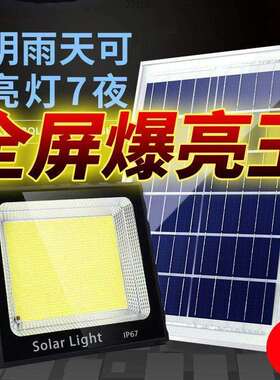 太阳能照明灯户外超亮led投光灯家用室内外乡村庭院灯一拖二