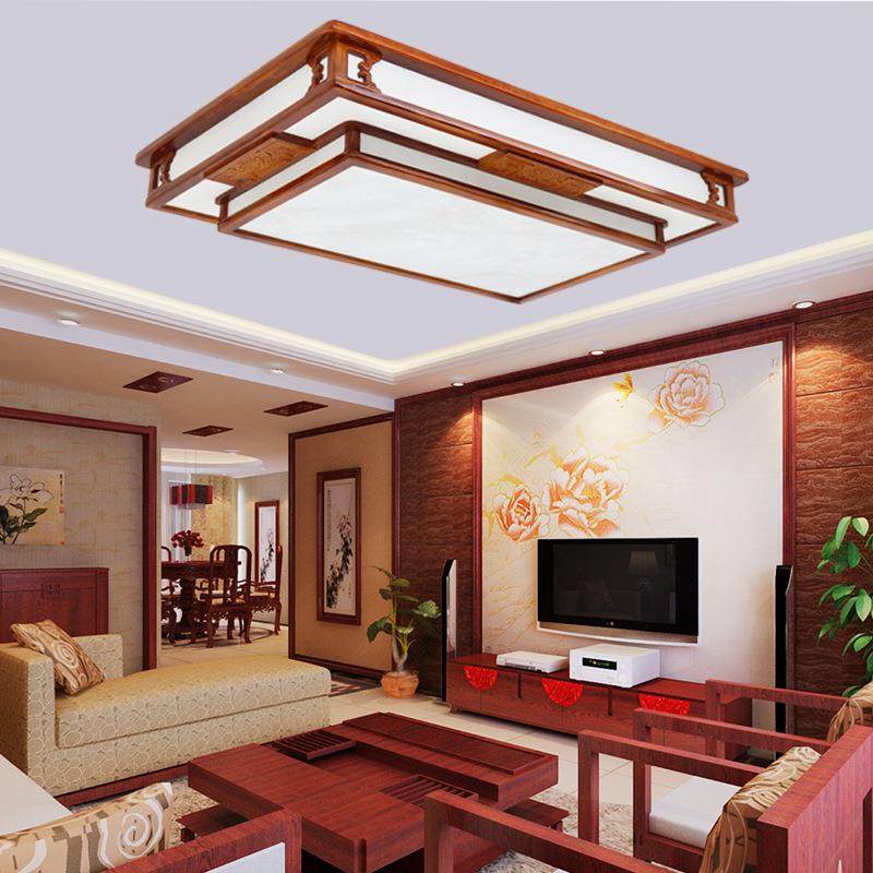 中式实木客厅灯胡桃木色双层长方形吸顶灯古典智能客厅灯具灯饰,鲜花速递/花卉仿真/绿植园艺,割草机/草坪机,淘宝优惠券,粉丝福利购,淘宝优惠卷