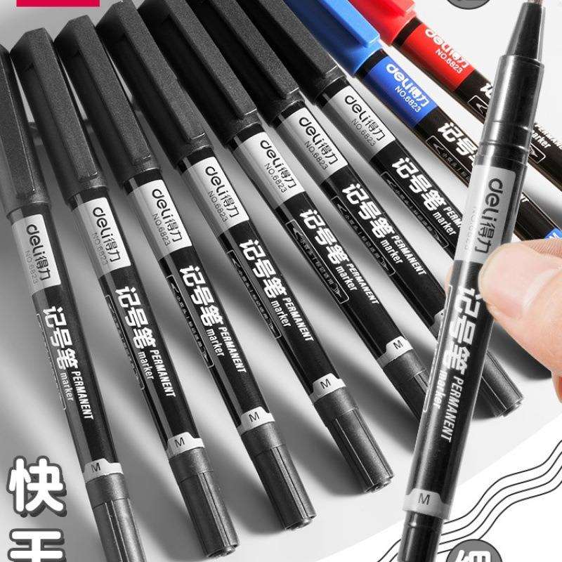双头记号笔勾线笔小号美术小学生黑色油性细头马克儿童绘画幼儿园