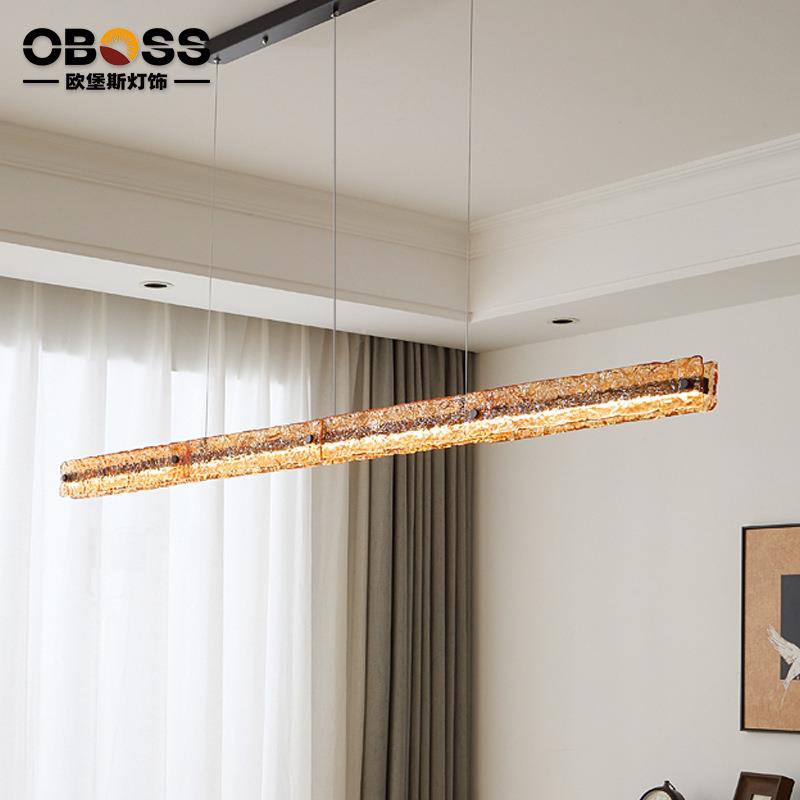 意式极简餐厅吊灯现代北欧高端设计师几何创意玻璃光影吧台长条灯
