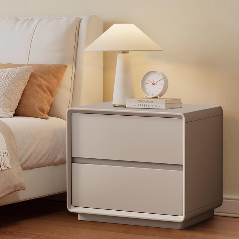 实木烤漆床头柜现代简约意式风免安装卧室床边柜感储物柜