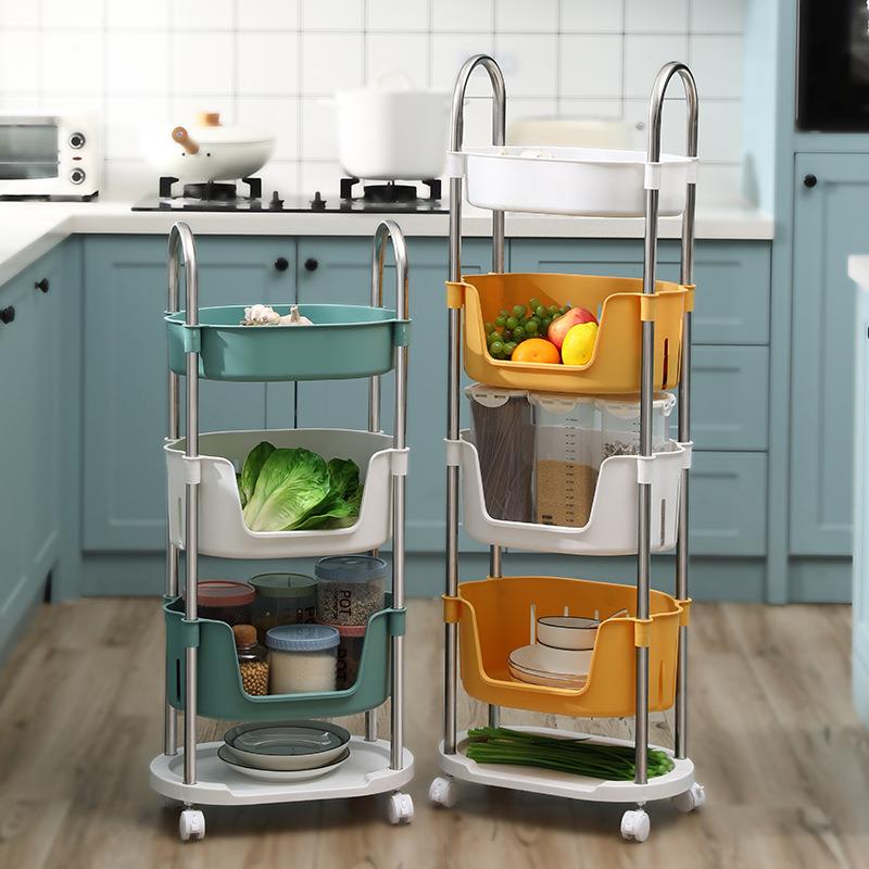 厨房置物架小推车落地多层移动滑轮收纳架蔬菜碗筷储物架多功能