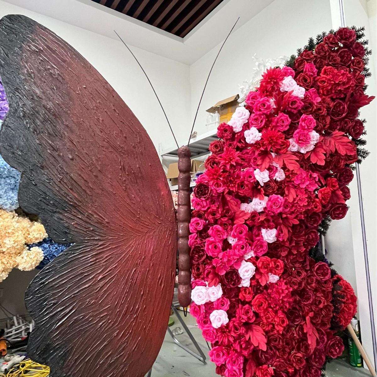 网红花墙大型蝴蝶装饰道具立体美陈仿真翅膀造景打卡拍照场景布置