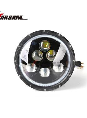 新款7寸牧马人led大灯带光圈蓝色氛围灯 哈雷前照灯 哈雷改装大灯