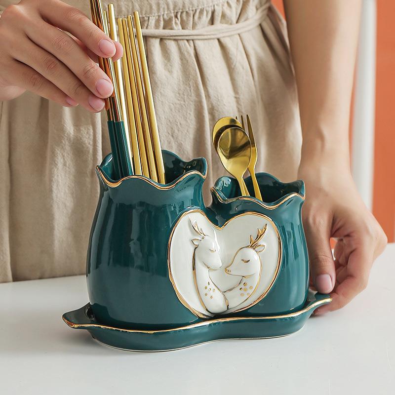 厨房筷子筒置物架陶瓷家用沥水架快子搂家用筷子笼筷子篓筷子桶