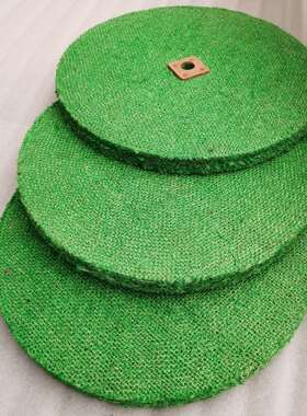 绿色泡油麻轮加硬油麻轮硬油剑麻轮抛光轮牛胶麻布轮全麻绿拉丝轮